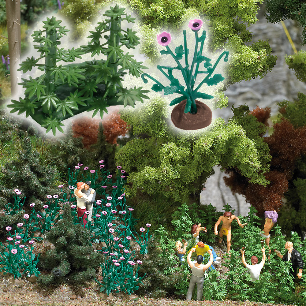 Busch Ambiente Fiori E Piante - Set Modellismo Ferroviario HO/OO
